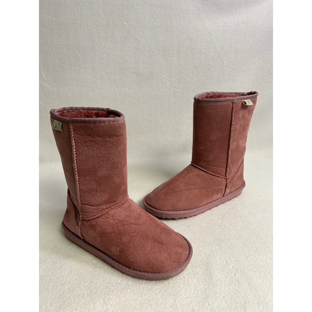 Cozy Winter Faux Fur Eskis Womens Size 7 Mauve Pink Mid Calf Boots